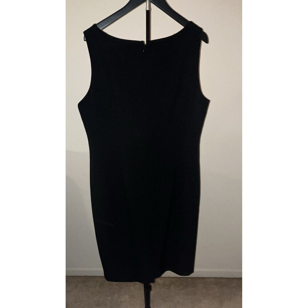 Kasper Black Solid Scoop Neck Sleeveless Knee Sheath Dress Womens 16 - Picture 3 of 4